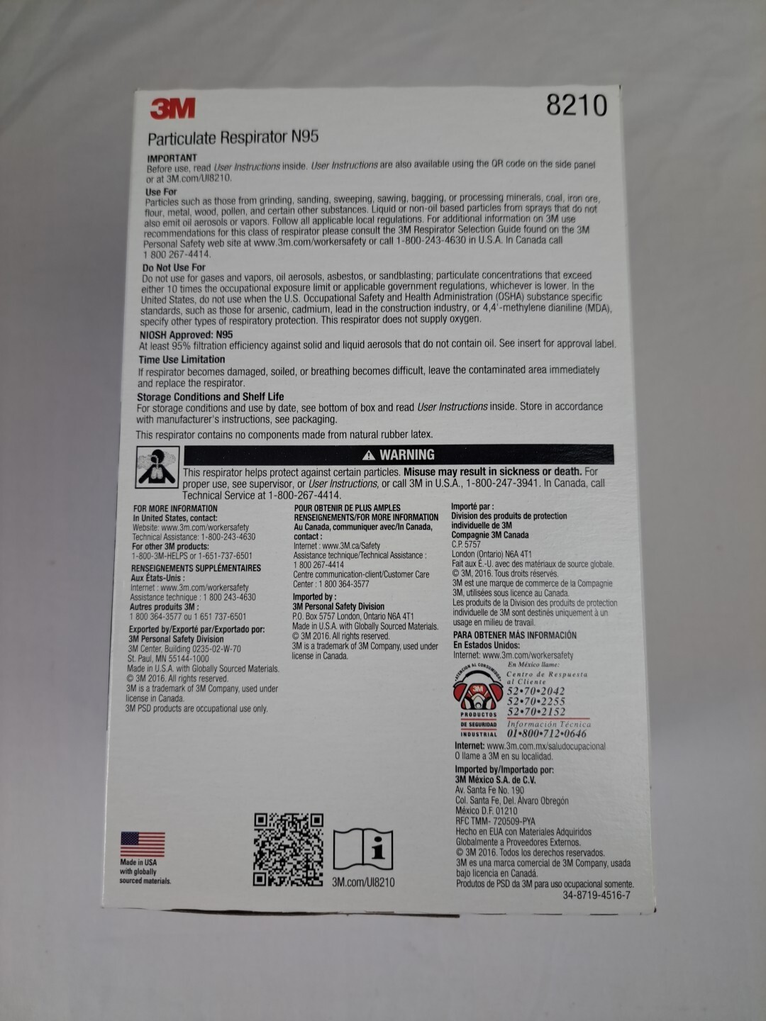 3M Particulate Respirator N95 8210 20 Disposable Mask Paint Prep Auto Body