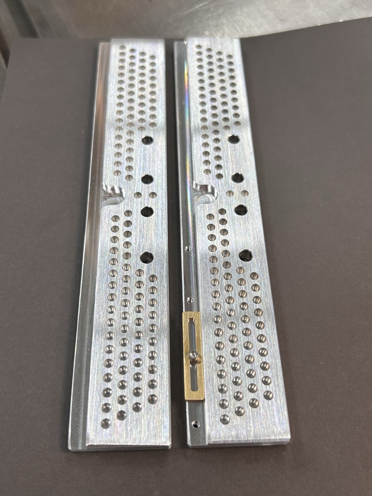 7.4” VISE JAWS FOR NEW HERMES ENGRAVING MACHINE WITH END STOP AND 224 PIN HOLES