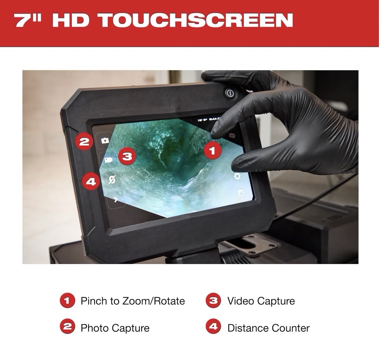 Milwaukee 3154-20 M12 75ft Drain Camera w/ PACKOUT 7in Touchscreen