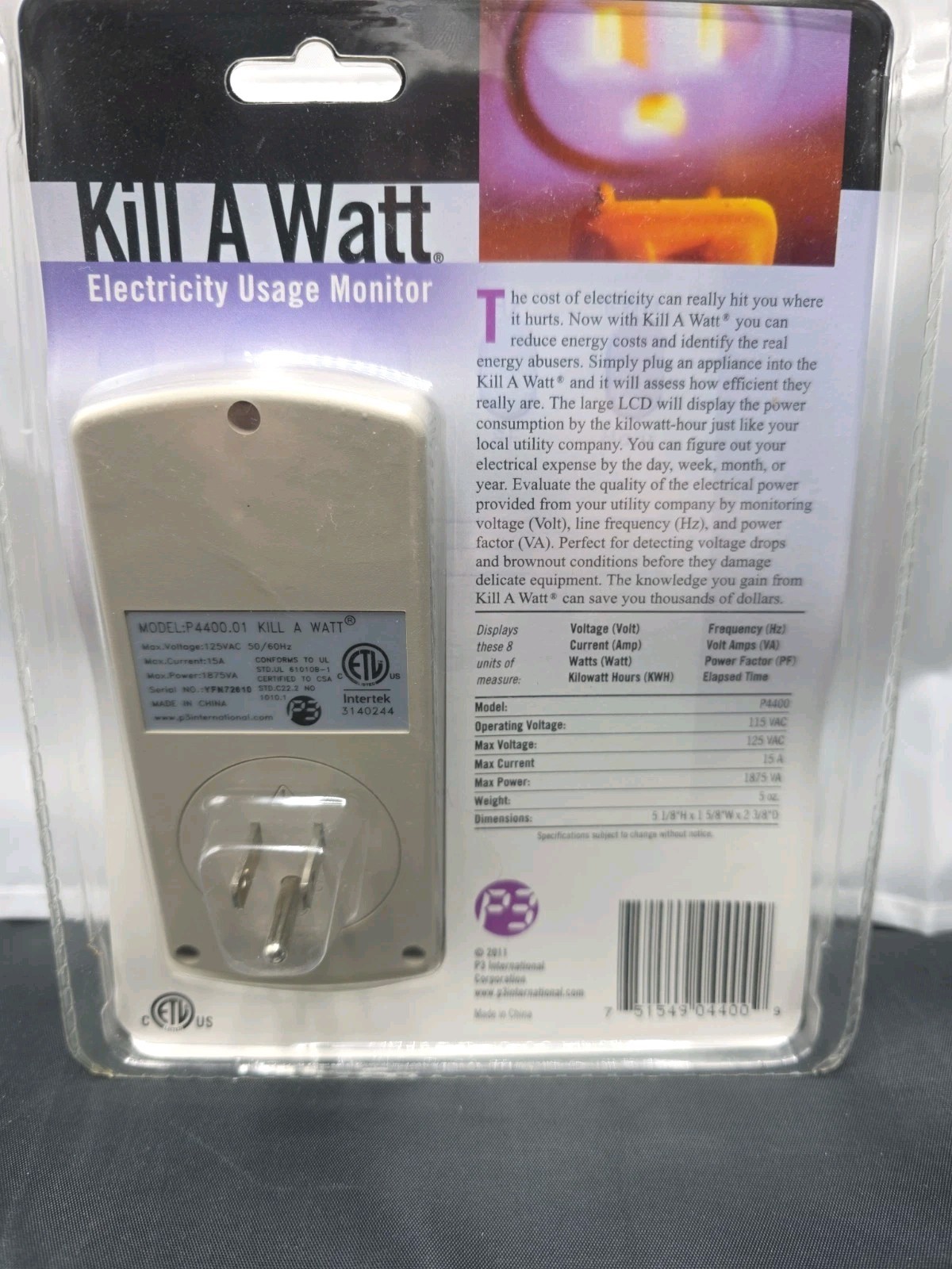 P3 International Kill A Watt P4400 Electricity Usage Monitor Power Meter New