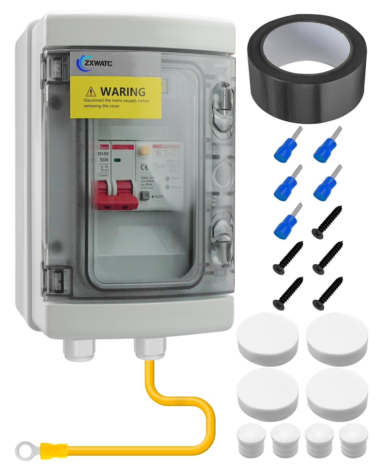 50A GFCI SPA Panel with Surge Protection, Weatherproof Disconnect Box 110V/220V