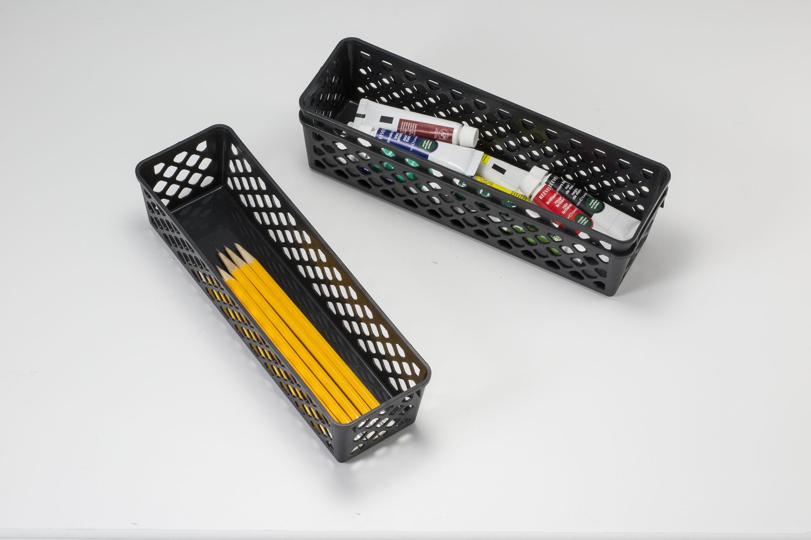 3 Pack Recycled Supply Basket Plastic 10.13×3.06×2.38 Inch Desktop Organizer