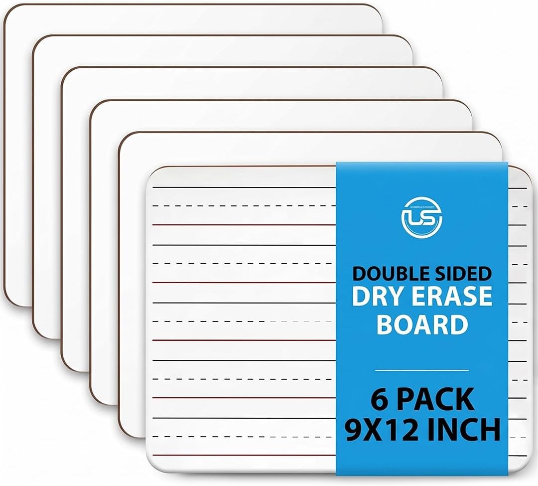 Small White Dry Erase Board for Kids 6pk. Double Sided Lapboard Mini Ideal Dry