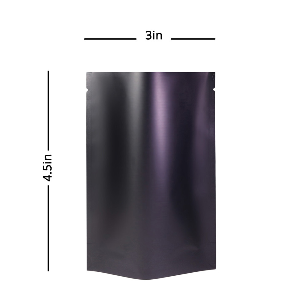 3×4.5in Matte Black Foil Mylar Stand Up Open top Pouch Bag w/ Machine B01