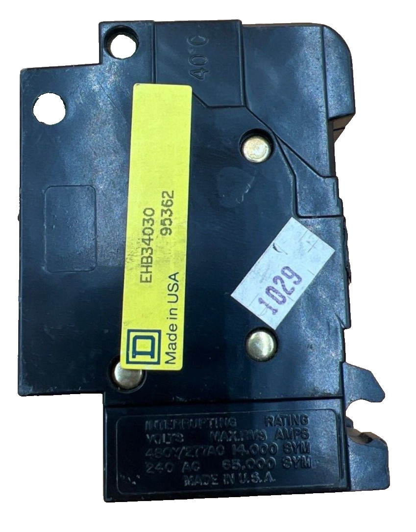 Square D EHB34030 Circuit Breaker 30A 3P 480V 3PH Bolt on 30 Amp 3 Pole Used