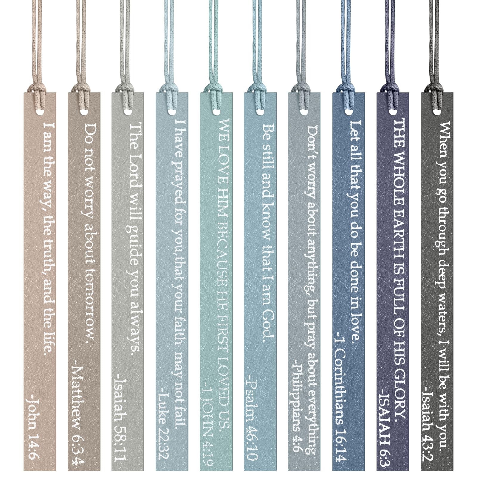Skyygemm 10 Pcs Christian Bookmarks Back to School Gifts Blue Gray