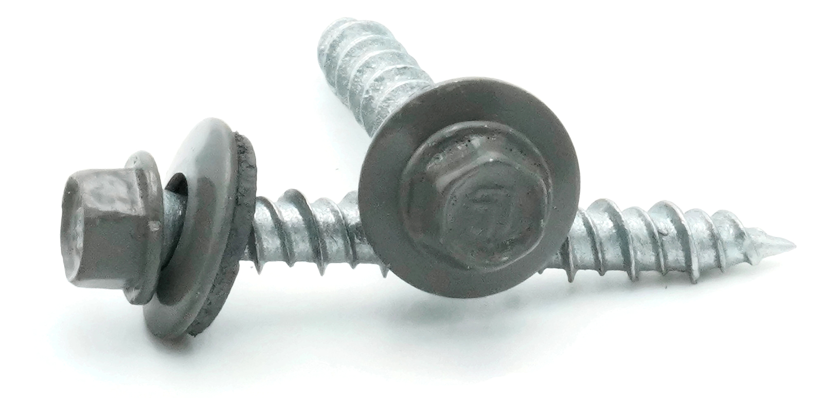 #10 Hex Washer Head Roofing Screws Mechanical Galvanized | Charcoal Finish