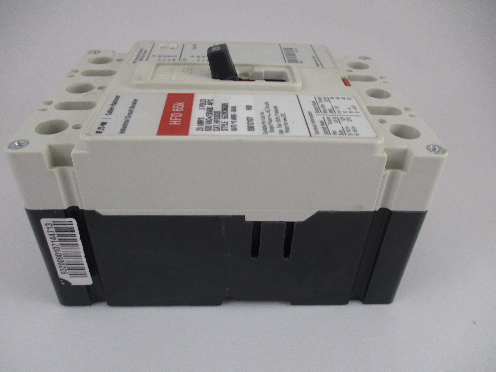 EATON HFD3020 20 AMP 3 POLE 600 VAC CIRCUIT BREAKER EXCELLENT CONDITION!!!