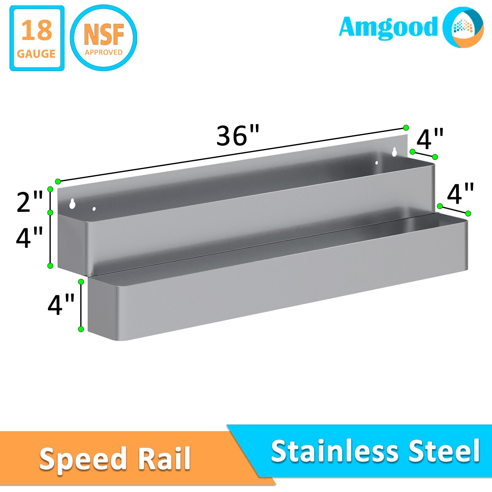 36 in. Double Tier Stainless Steel Speed Rail