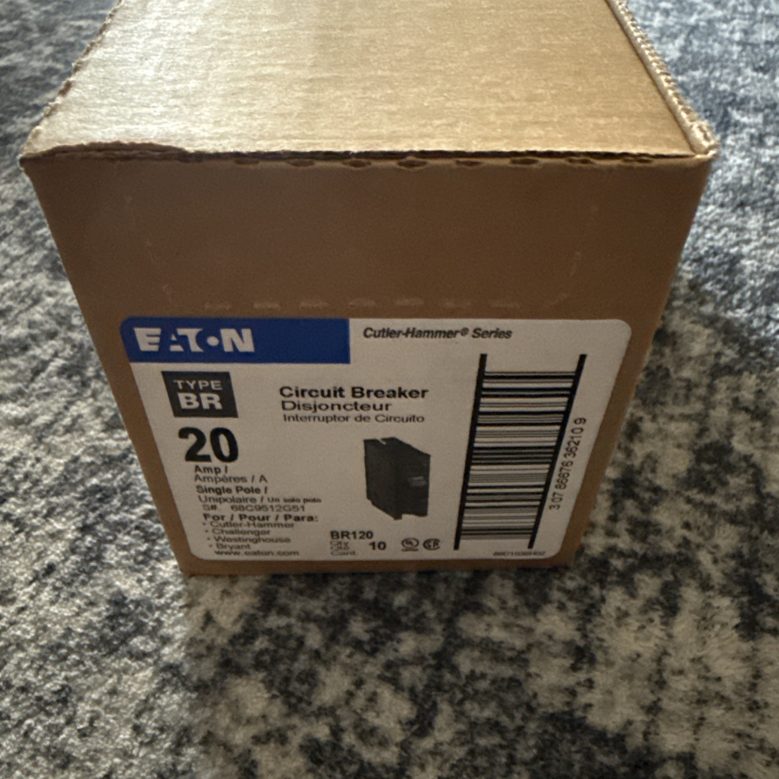 10 PCS Eaton BR120 Circuit Breaker – Black
