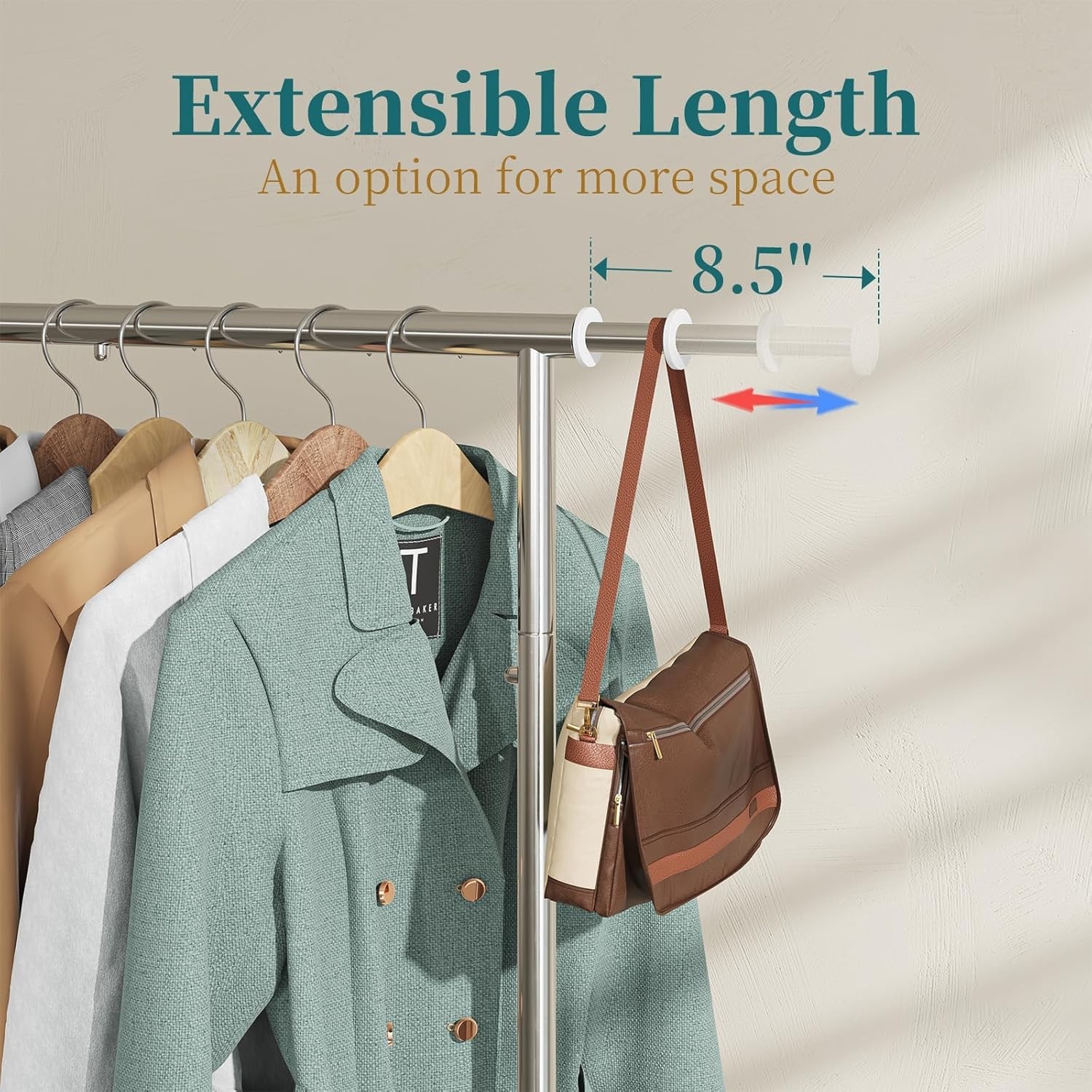 Lightweight Rolling Garment Organizer with Adjustable Rod – Ideal for Any Room