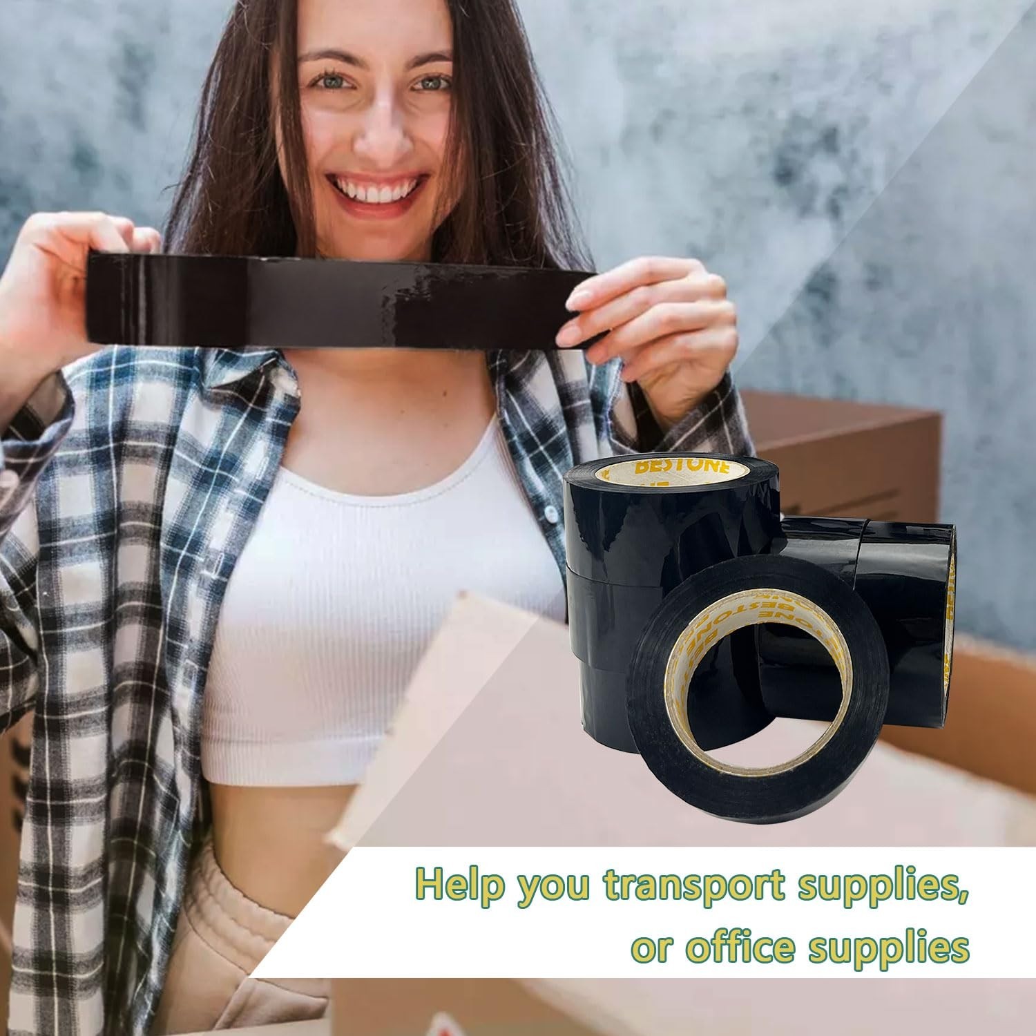12 Rolls Black Carton Sealing Tape 2″ x 110 Yards Box Shipping Moving Tape 2 Mil