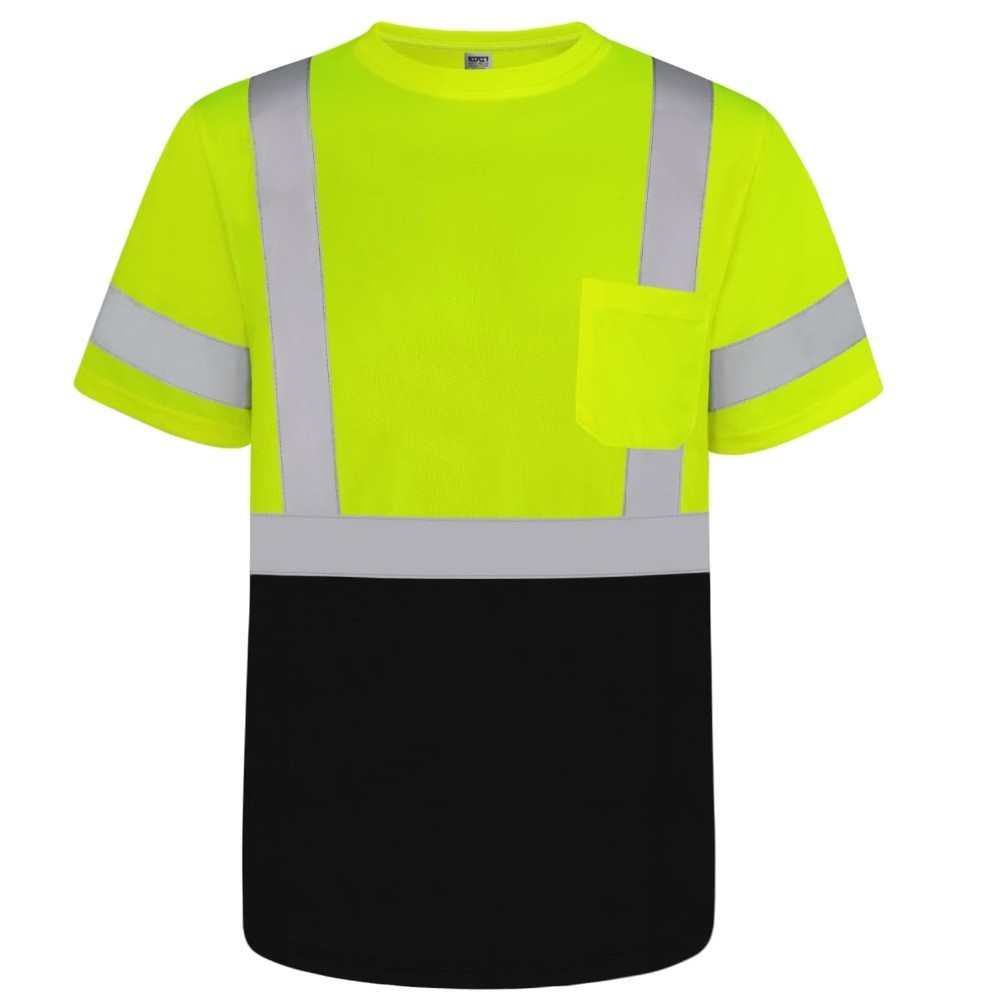 Short Sleeve Safety Shirt for Work, Construction Hi-Visibility Reflective QTY: 5