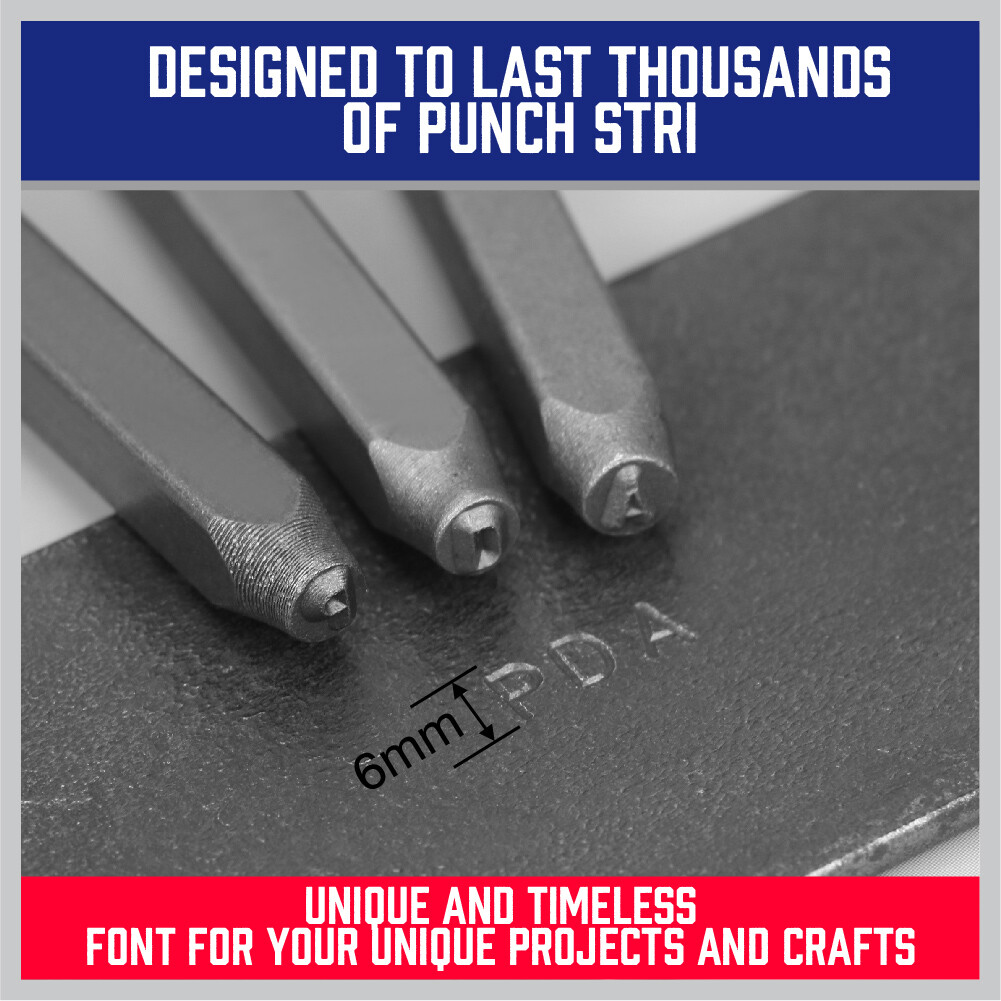 1/4″ Letter & Number Stamp Punch Set 36pc Hardened Steel Metal Wood Leather 6mm