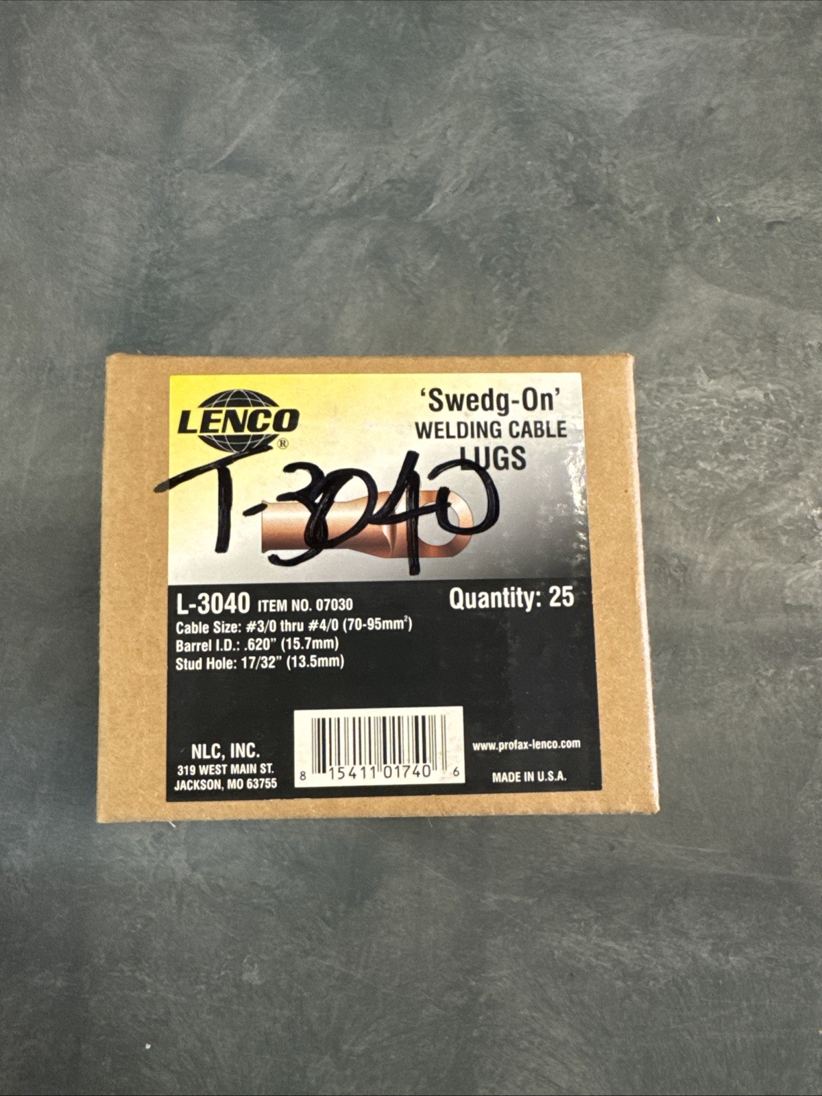 T-3040 Cable Lugs Crimp/Solder on Cable 3/0-4/0 Equal to T-3040 and L-3040 5 PK