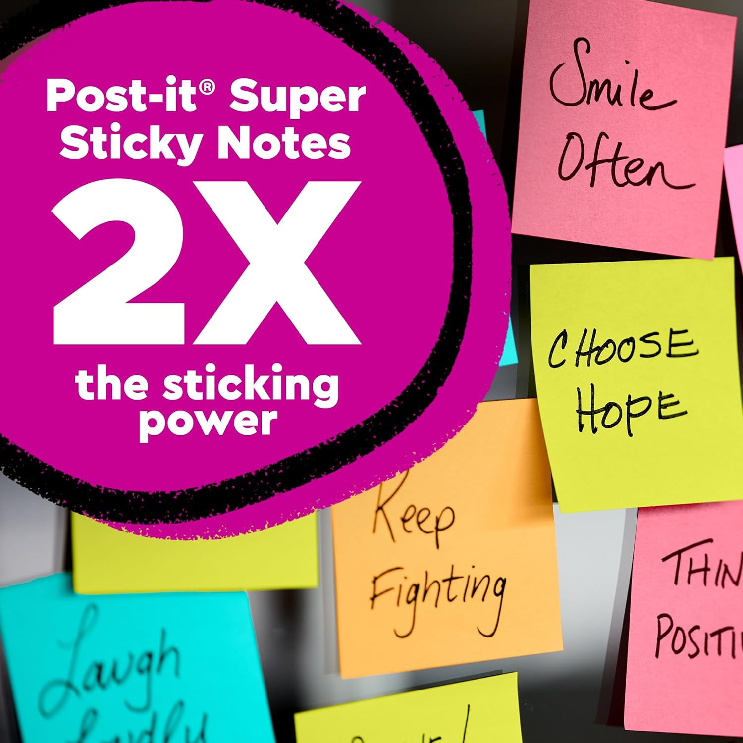 Post-It Super Sticky Notes, 3 X 3 In, Neon Fizz, 6 Pads, 70 Sheets/Pad | School