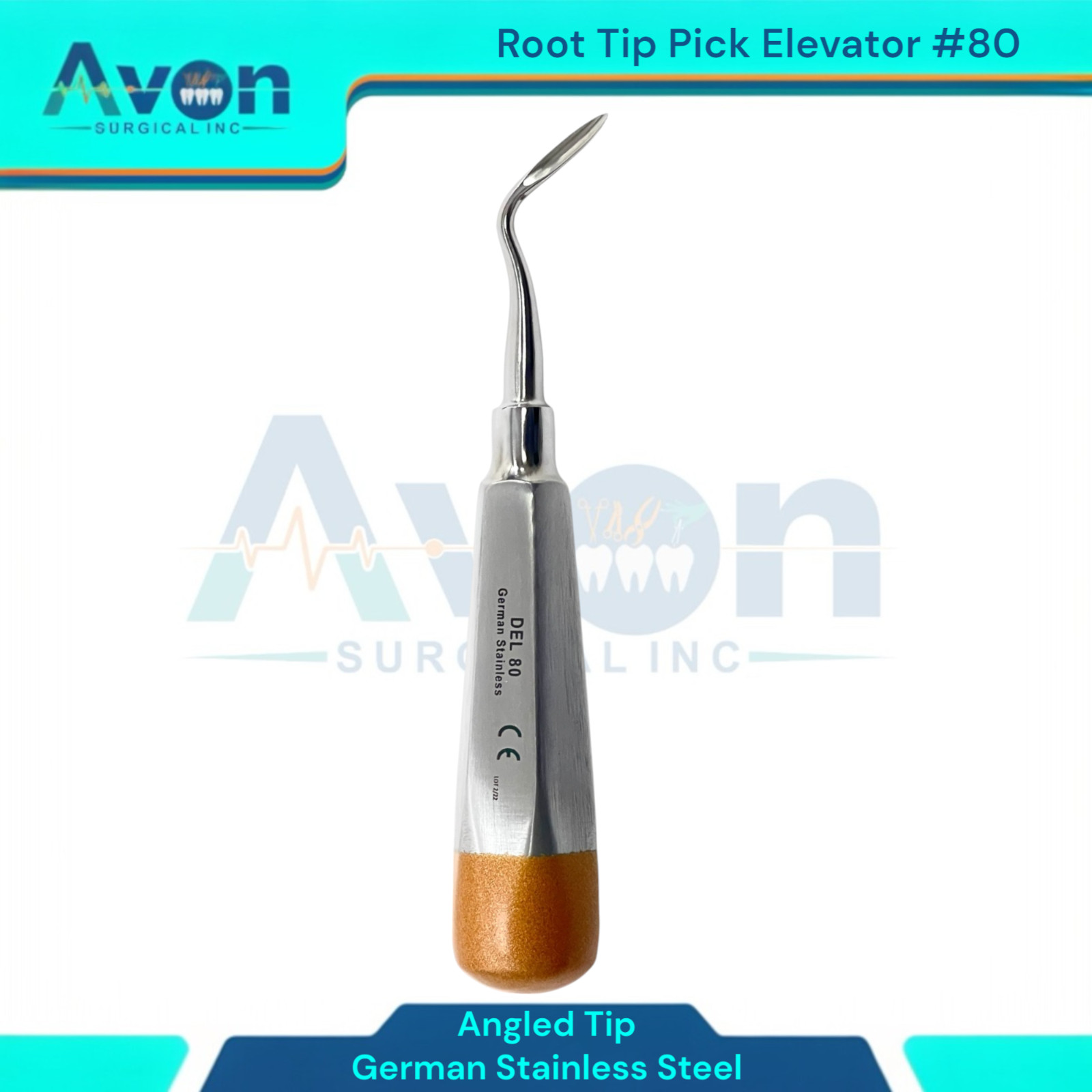 Angled Tip Tooth Root Extraction Elevator Pick, No. 80, Dental Elevator Gold