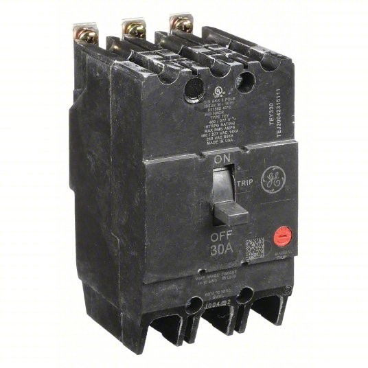 Ge TEY330 Molded Case Circuit Breaker, Tey Series, 30A, 3 Pole, 277/480V Ac