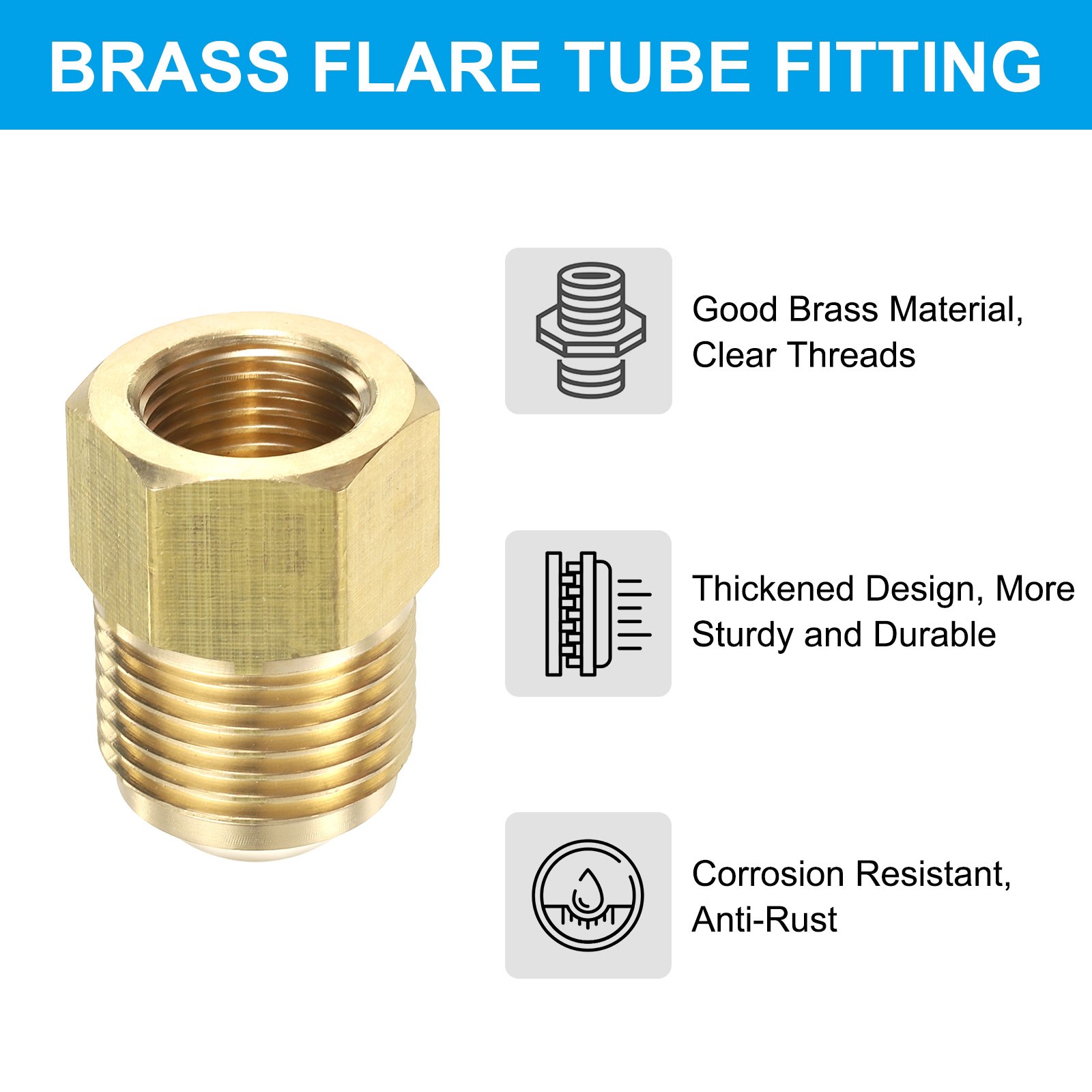 3/8″ Female Flare x 5/8″ Male Flare Connector Adapter Reducing Brass Tone