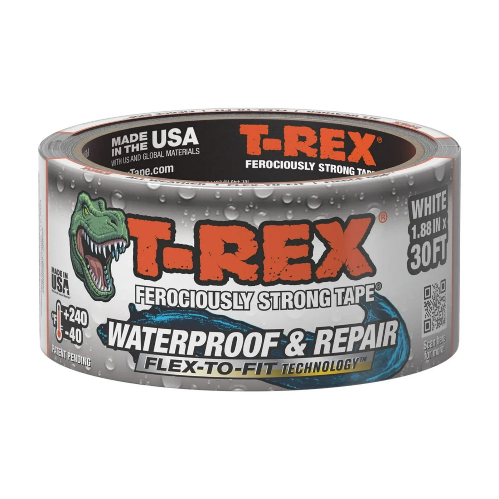 T-Rex Ferociously Strong White Waterproof and Repair Tape 1.88 in x 10 yd
