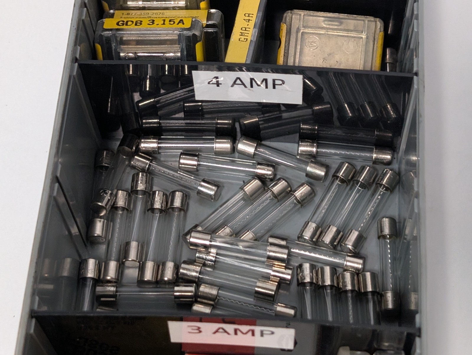 Lot of Assorted Miniature Glass Tube Fuses, 3 & 4 Amperages – As Pictured