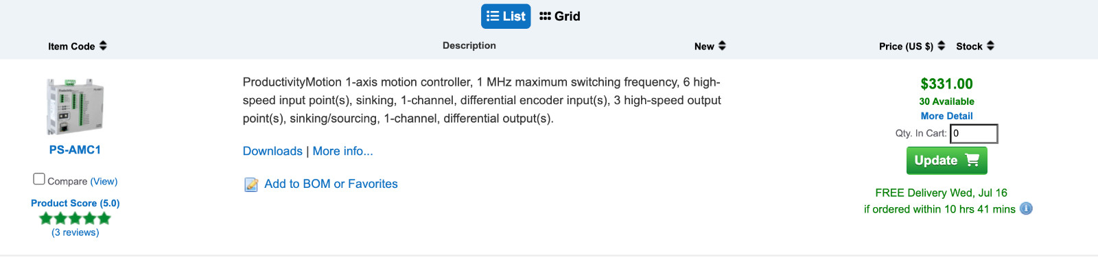 PS-AMC1 Productivity / Automation Direct, 1 Axis Motion Controller.