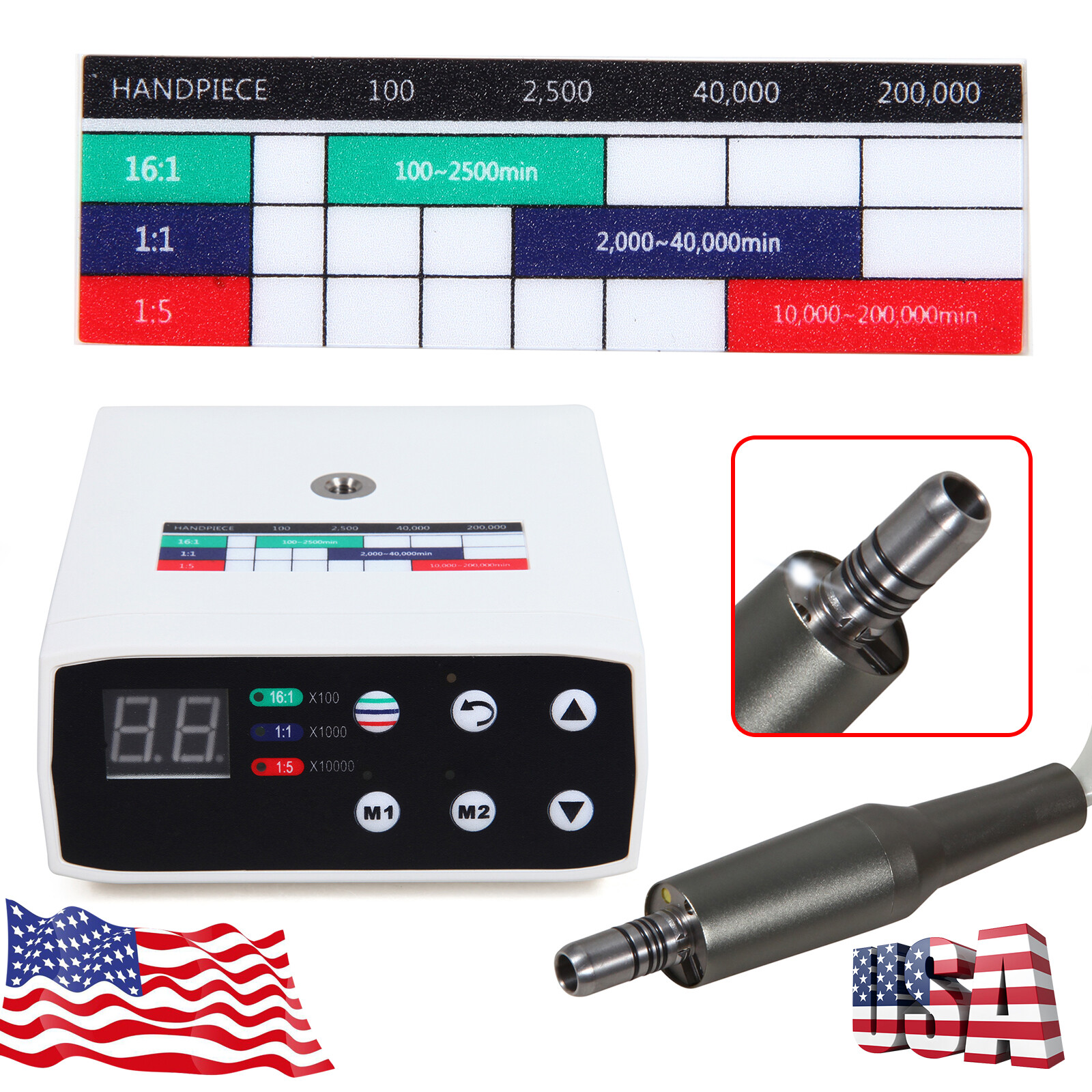 USA Dental LED Brushless Electric Micromotor Internal Motor Fit NSK 1:1/1:5/16:1