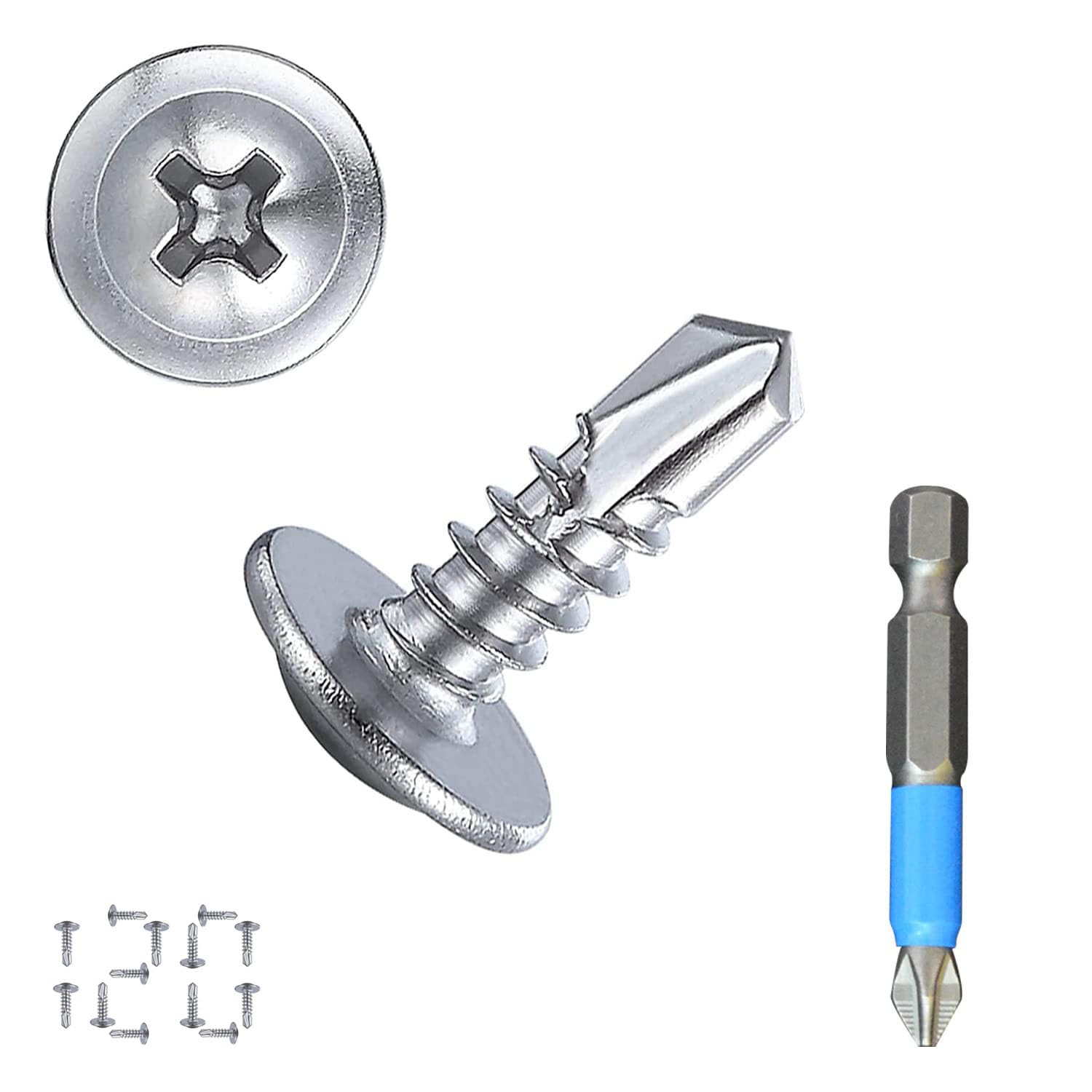 #8 x 1/2 Sheet Metal Screws 120PCS 410 Stainless Steel Truss Head Fast Self…