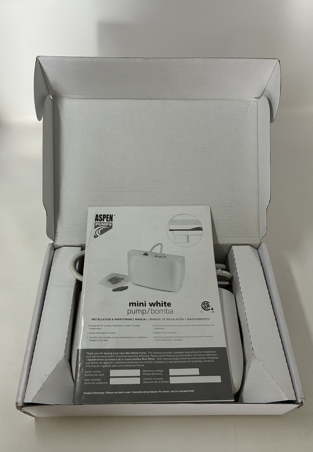 Aspen Pumps White Mini Condensate Pump Kit #83939 Brand New