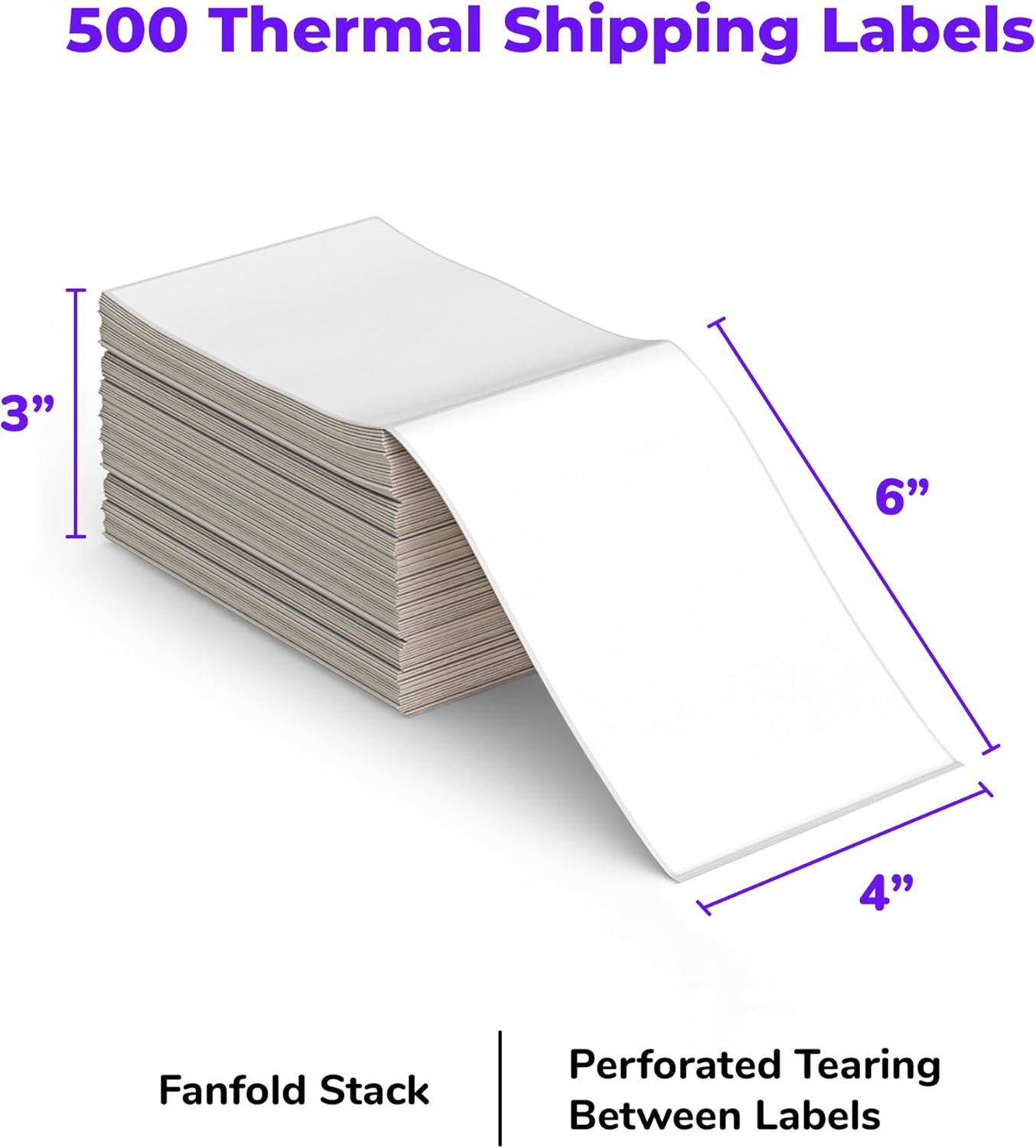 Direct Thermal Shipping Labels – Pack of 500 4X6 Thermal Labels Fanfold – Perfor