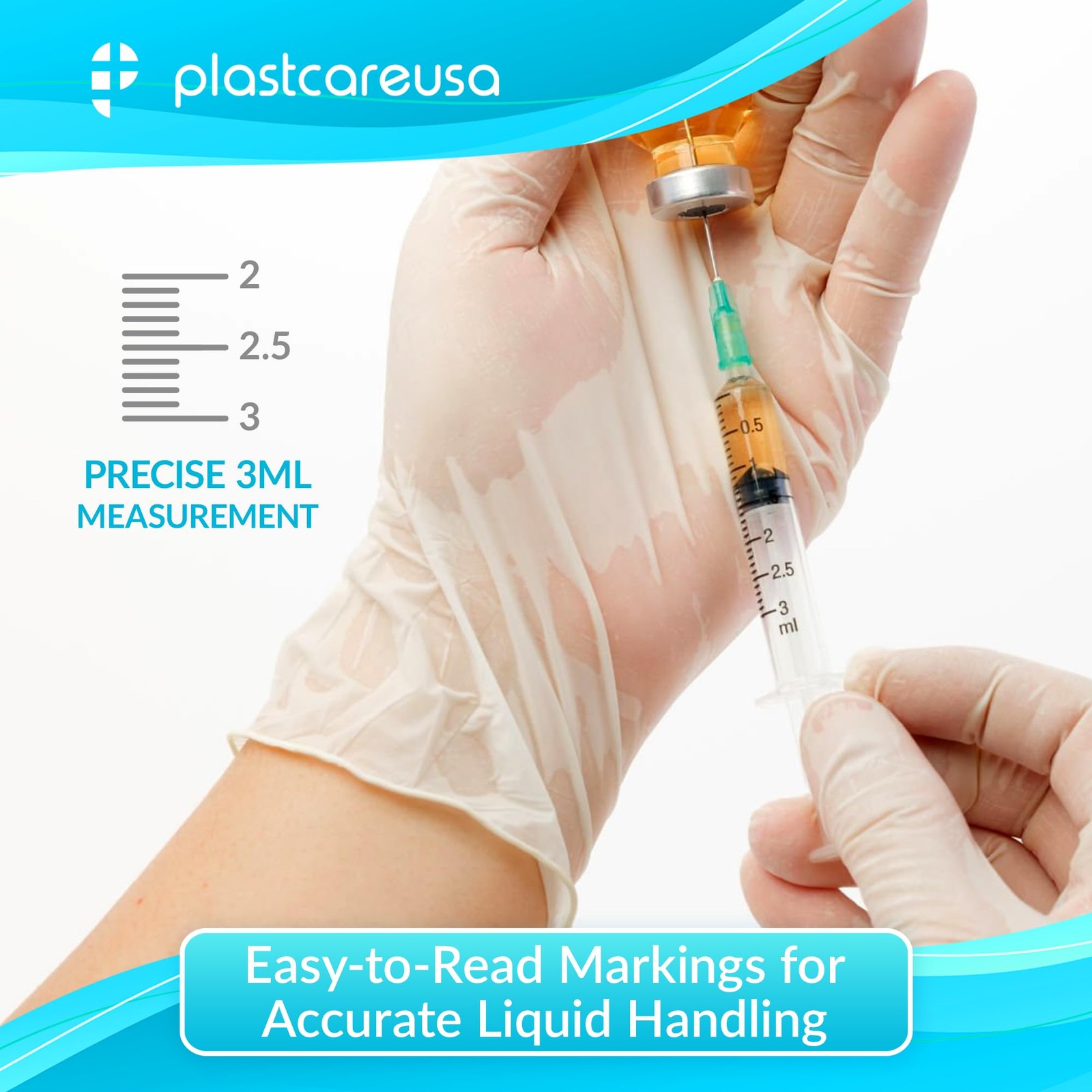 100 3ml Luer Lock Syringe without Needle, Disposable Slip Tip Clear