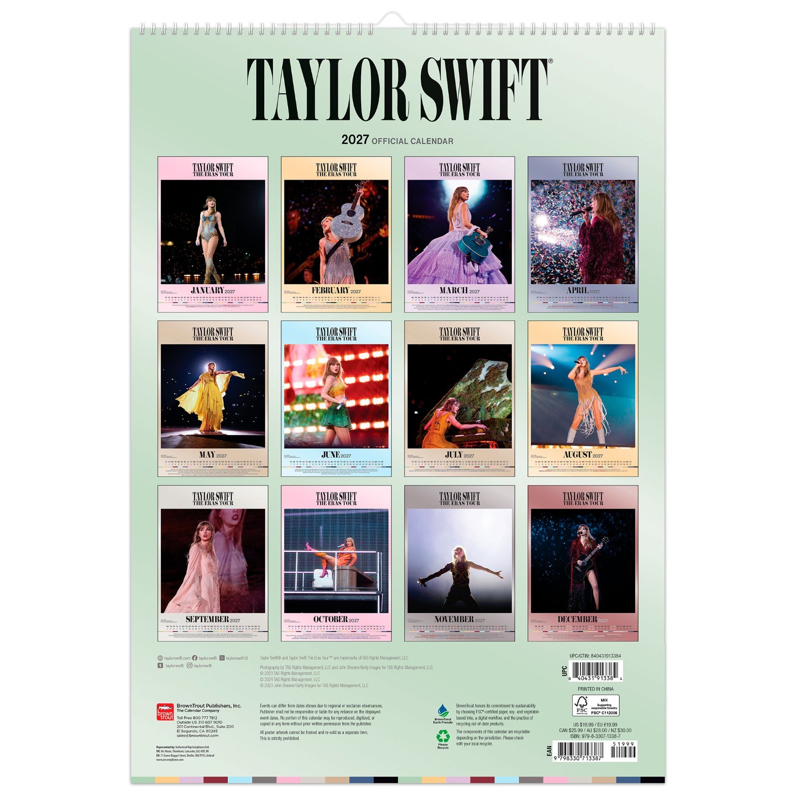Taylor Swift OFFICIAL | 2027 11.7×16.5″ (Hanging) A3 Poster Wall Calendar