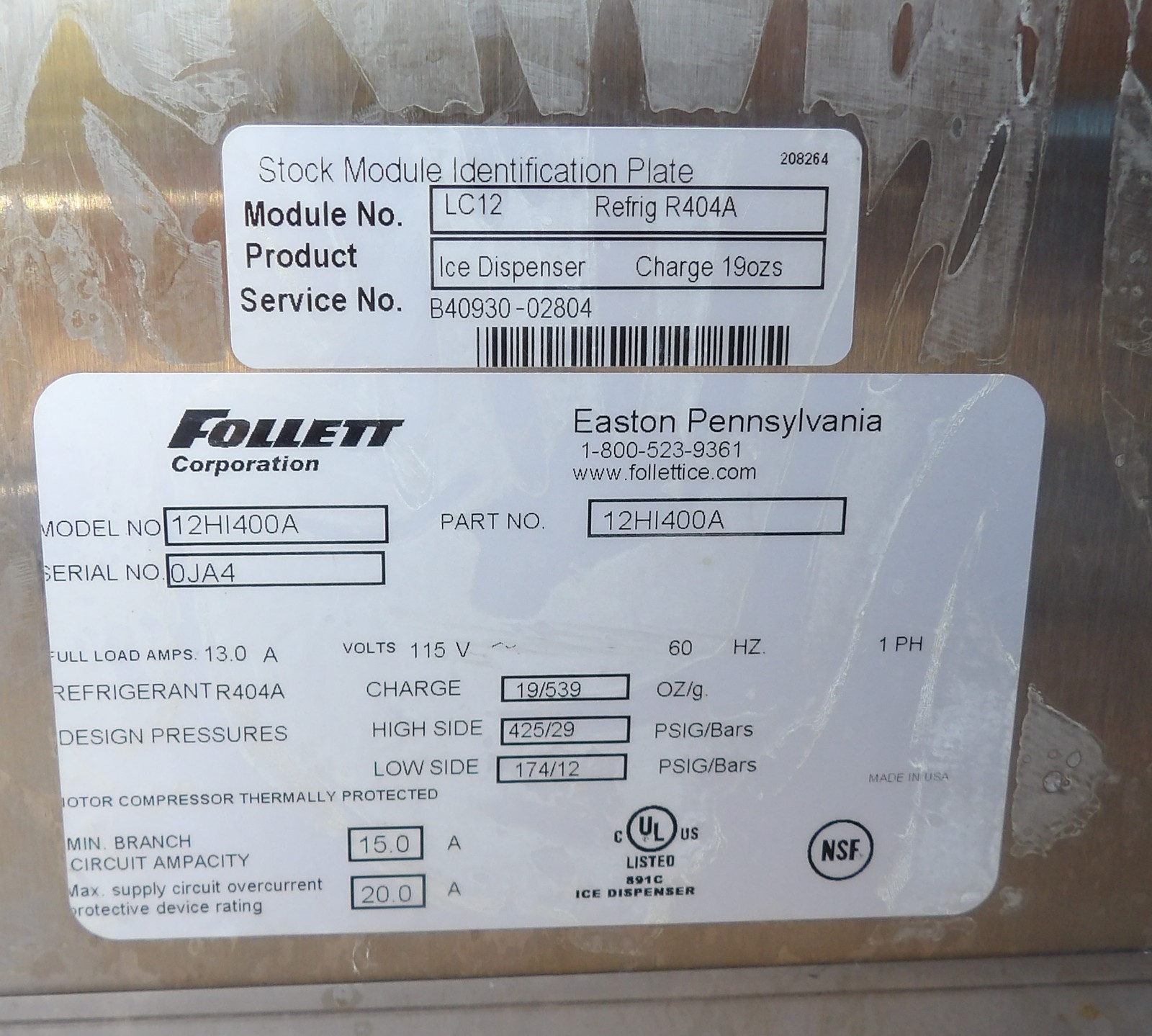 Follett 12HI400A Commercial 400Lb. Per Day Ice Machine Just Serviced and Charged
