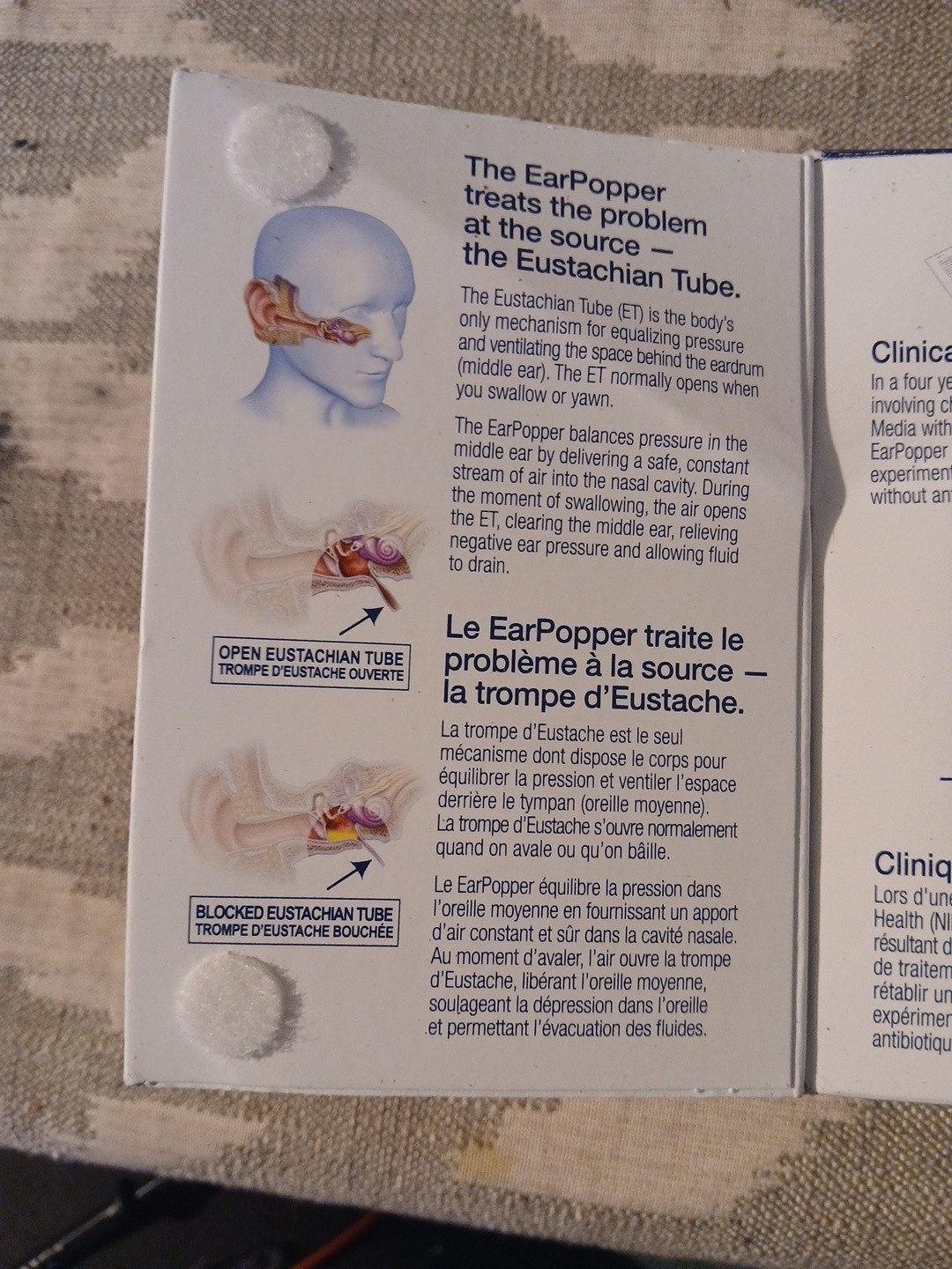 Earpopper Ear Pressure Relief Device for Flying, Swimming, NEW Open Box
