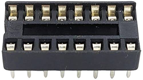 100 Pack 16 Pin Solder Tail Low Profile DIP IC Socket, 2.54mm Pitch, 7.6mm Ro…