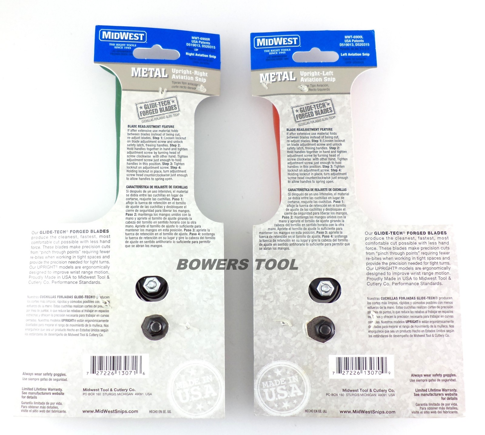 Midwest Upright Snip Set Right Angle MWT-6900R & 6900L MADE IN USA Left Right Up