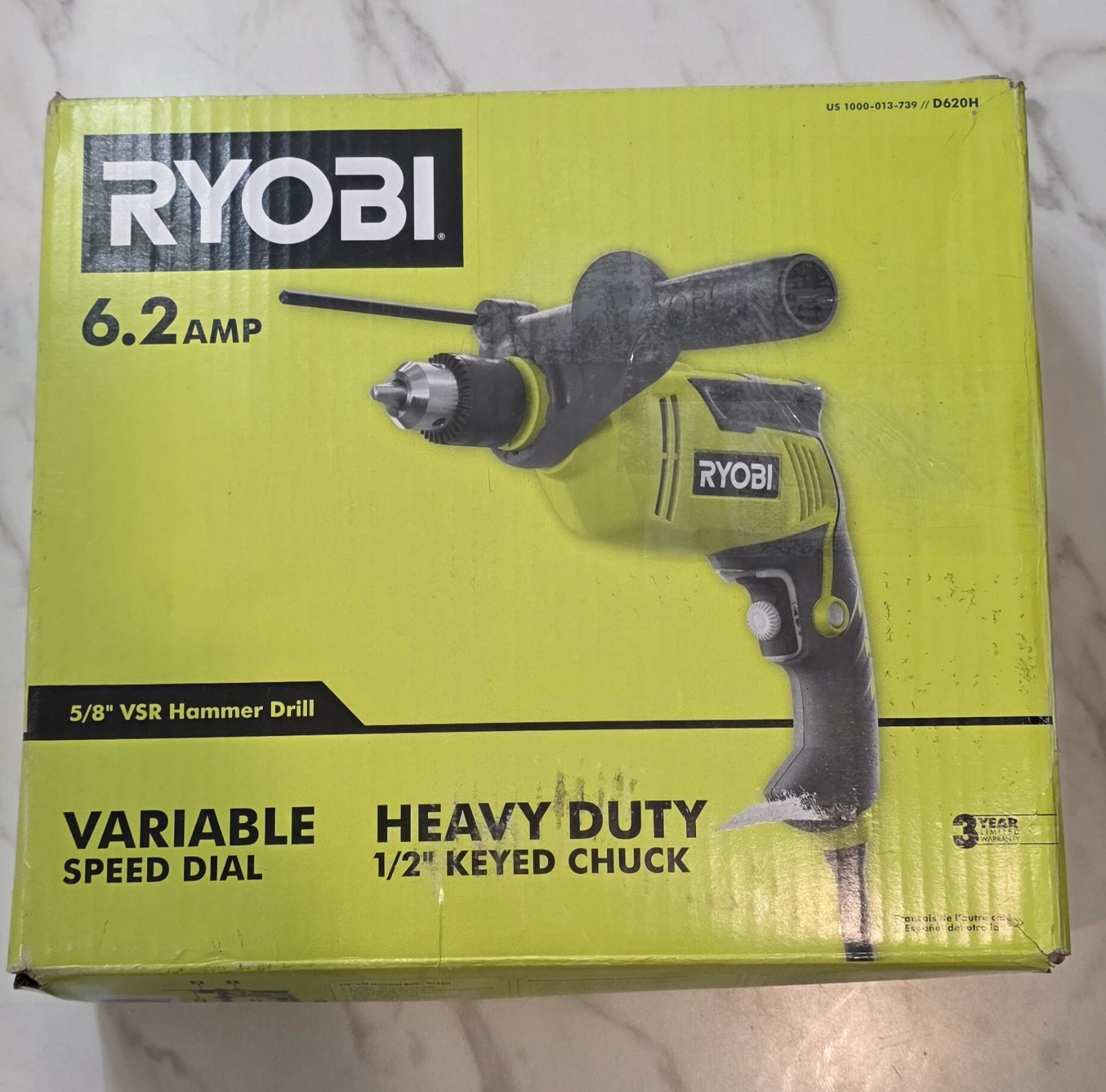 RYOBI 6.2 Amp Corded 5/8 in. Variable Speed Hammer Drill D620H