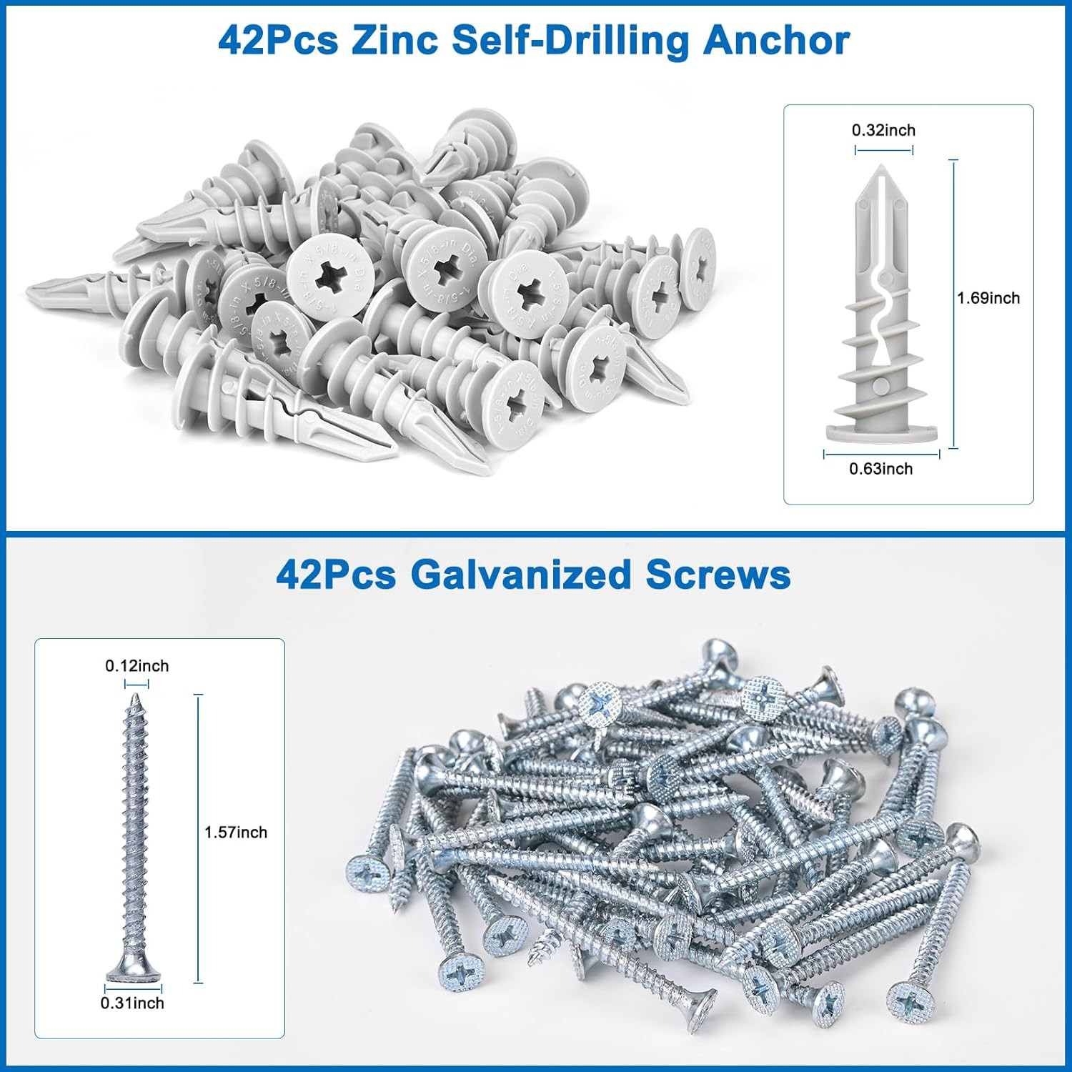Self Drilling Drywall Anchors, 84PCS Heavy Duty Dry Wall Anchors and Screws Kit