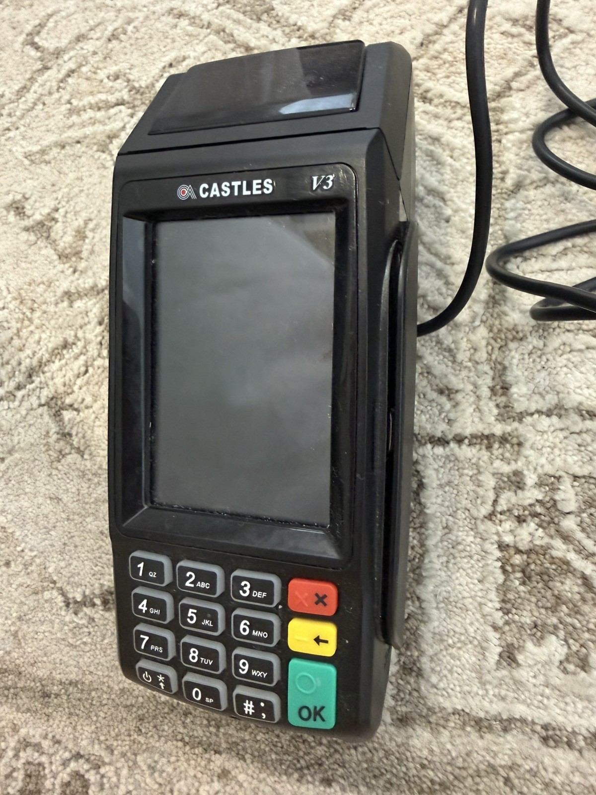 CASTLES V3 Vega3000-HW-v1.3 -Credit Card Terminal w Power Cord – WORKS!