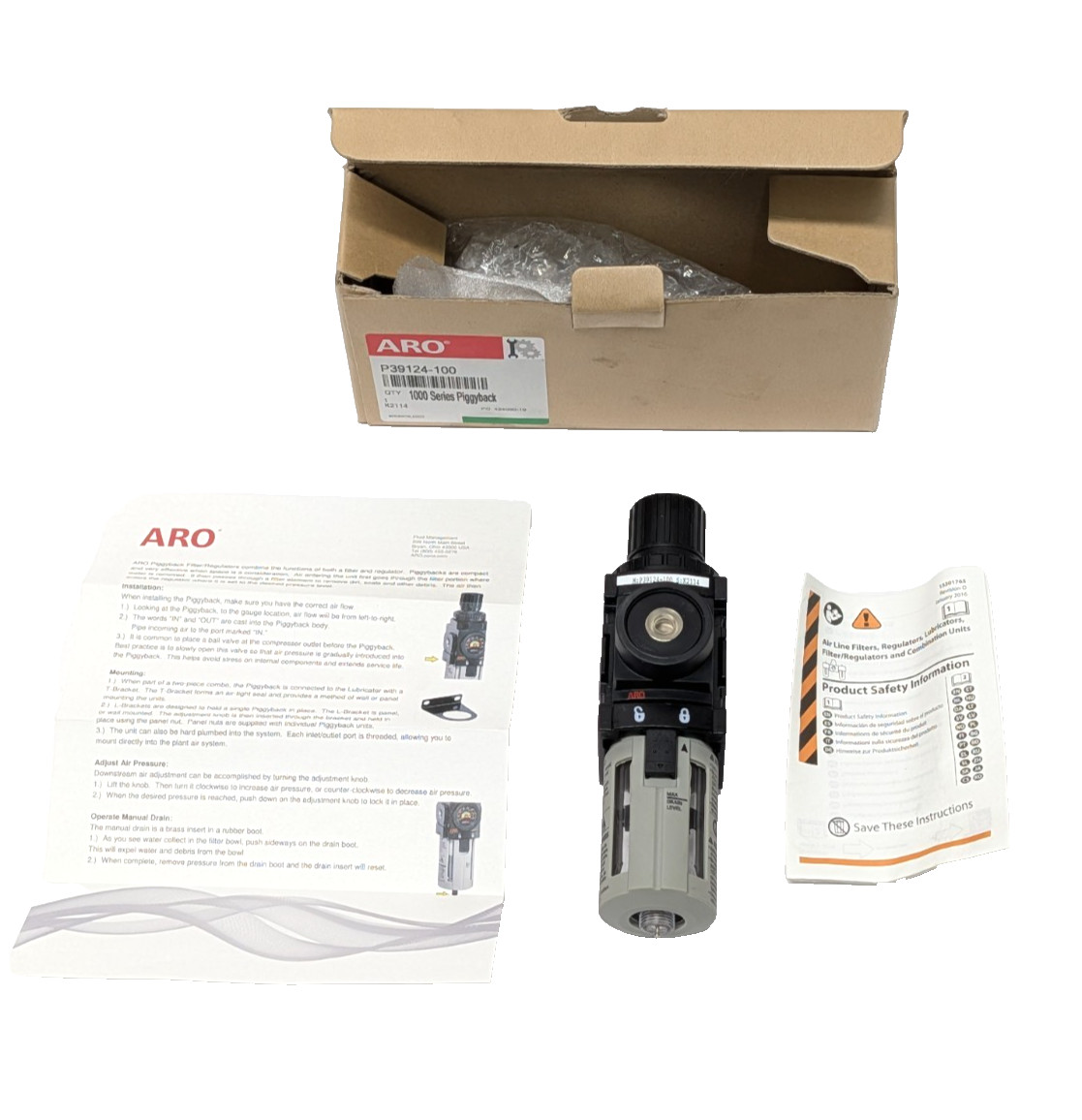 New Aro P39124-100 Filter/Regulator, 6.20 in (H), 2.91 in (W)