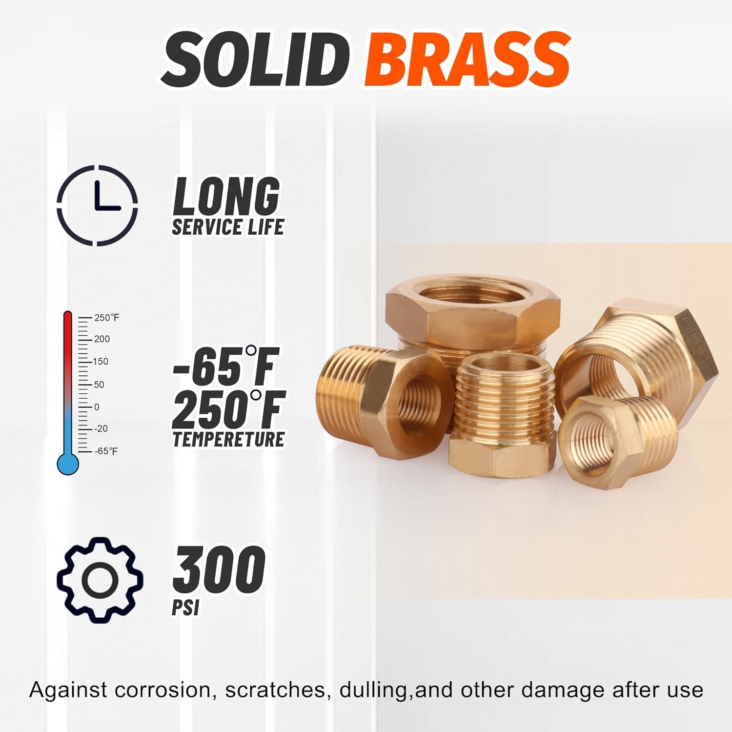 18PCS Brass Hex Bushing Fitting Kit,1/4″ – 1/8″, 3/8″ – 1/8″,3/8″ – 1/4″,1/2″ –