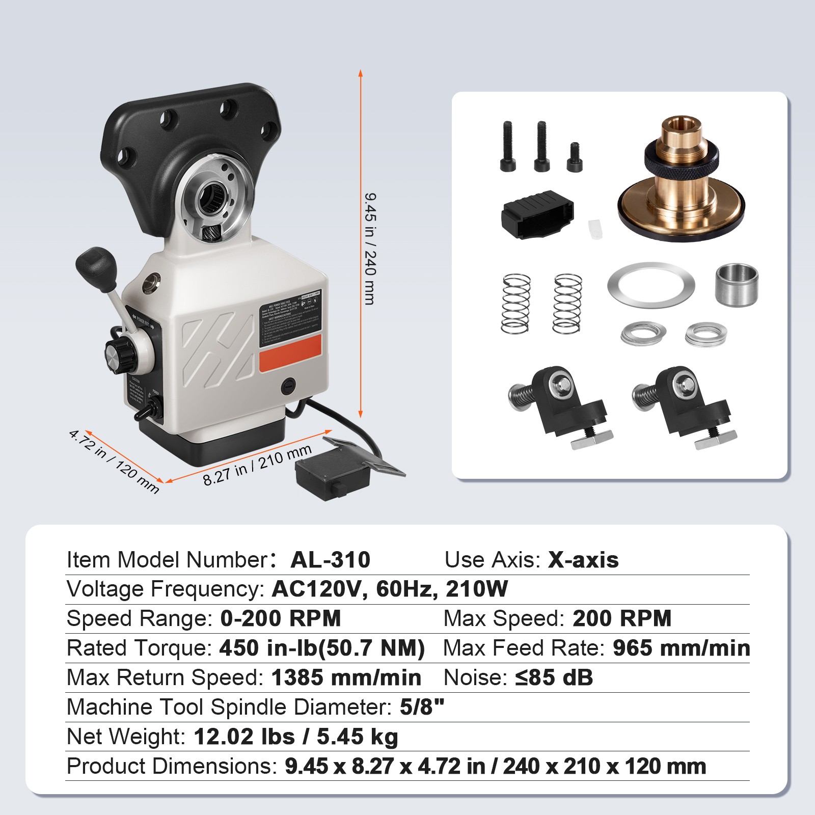 VEVOR Sharps X Axis Power Feed Bridgeport Milling Machine Power Feeder