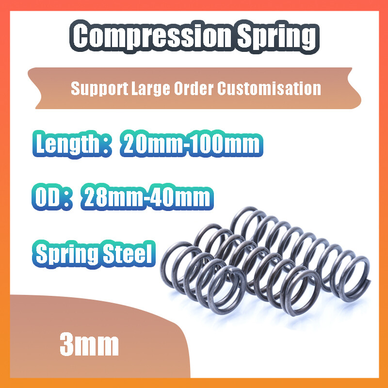 3mm Spring Steel Black Compression Spring 28-40mm OD 20-100mm Length Rust Proof