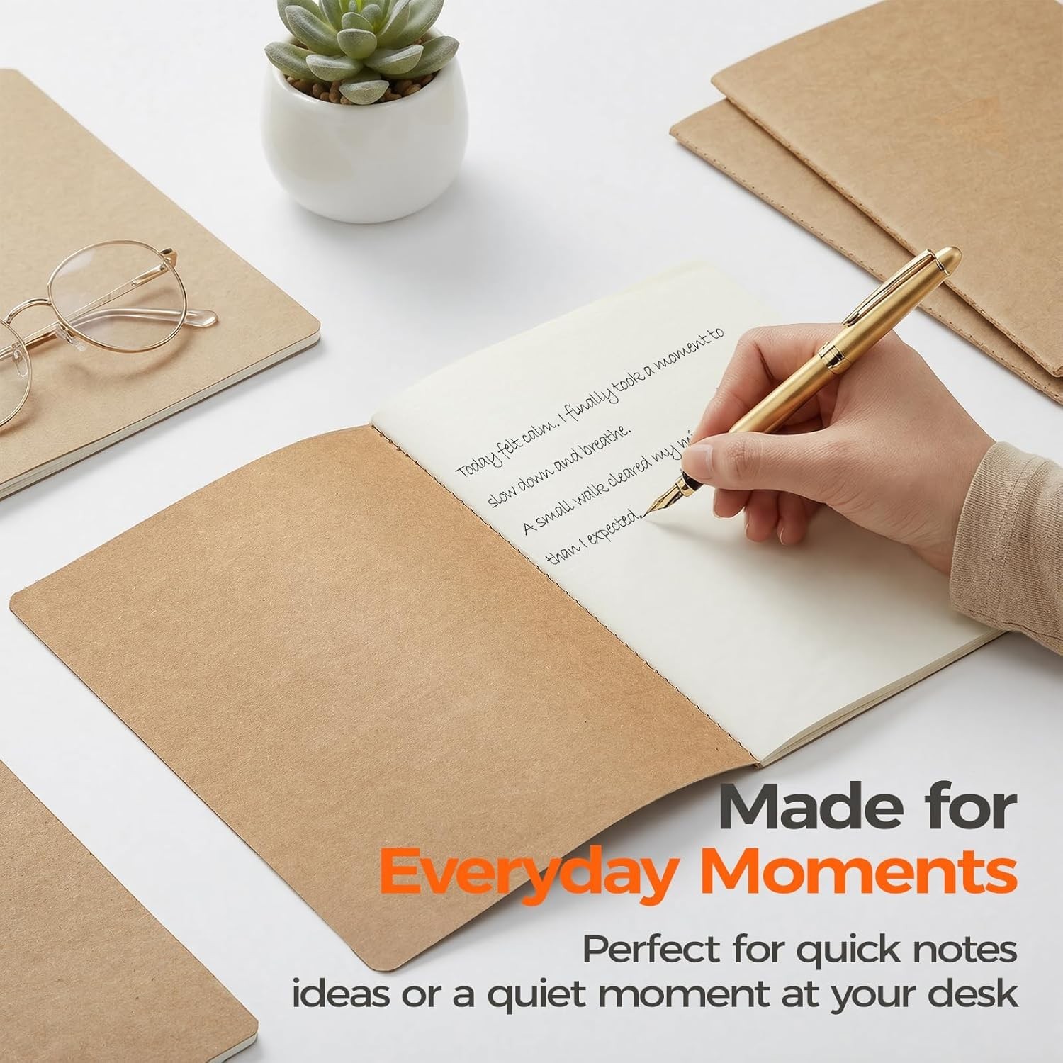 24 Pack Blank Kraft Notebooks A5, Bulk Unlined Composition Journals, 80gsm FS…