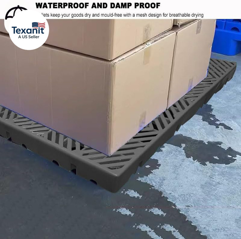 Plastic Pallet, 5Pcs 23.6X15.7X2In Grey Waterproof Storage Grid Pad, Lightweight