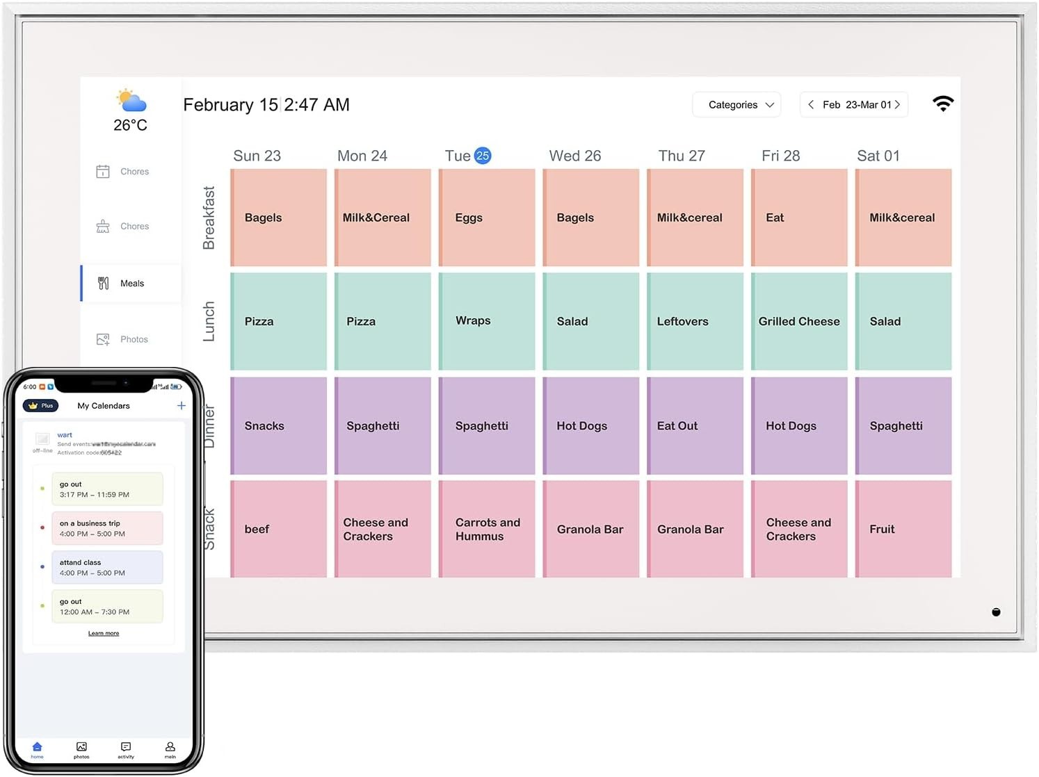 Digital Calendar 15.6″ Electronic Calendar Chore Family Schedule 1920x1080P OPEN