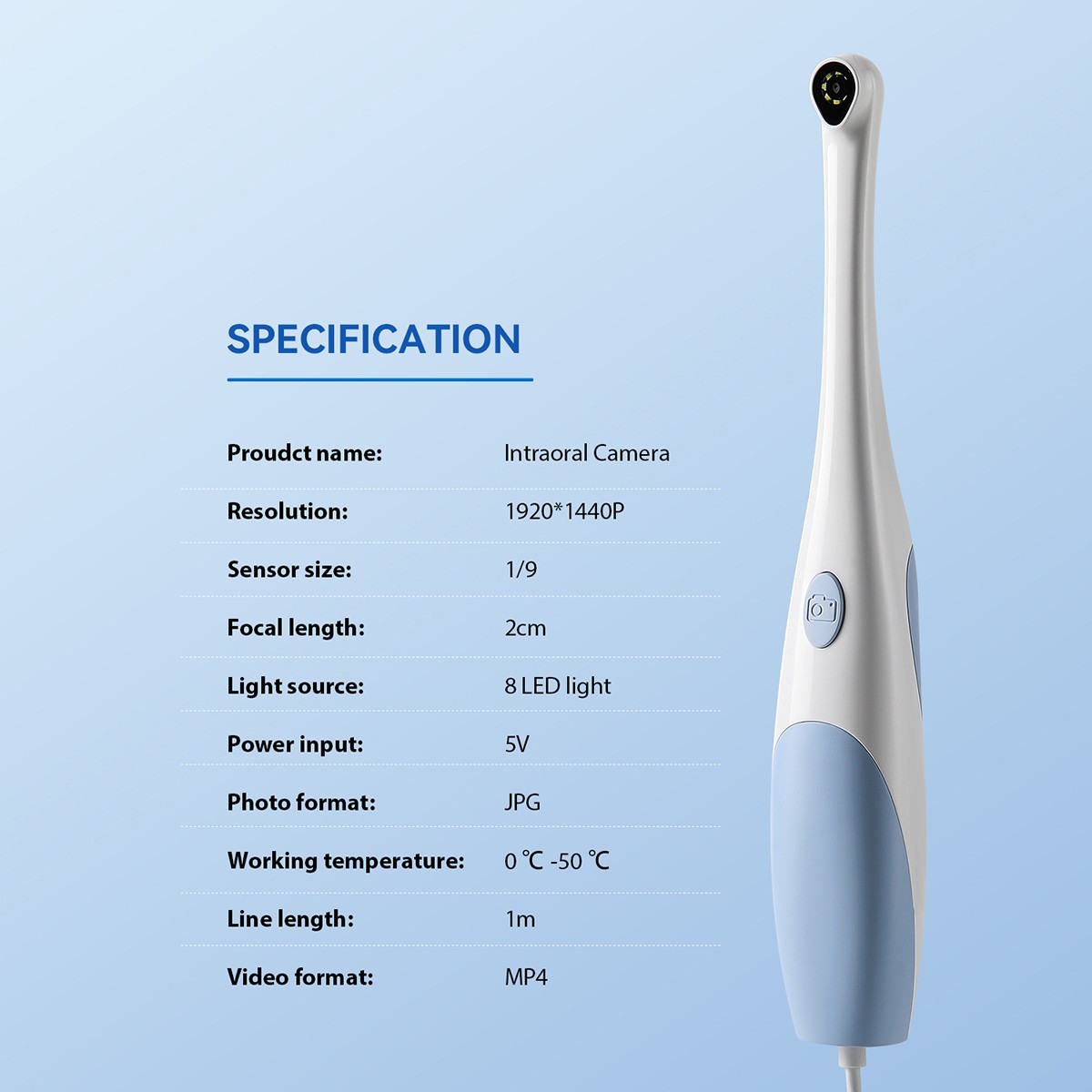 AZDENT Dental Intraoral Camera USB HD Camera 13.0 Mega Pixels 6 LED Lights