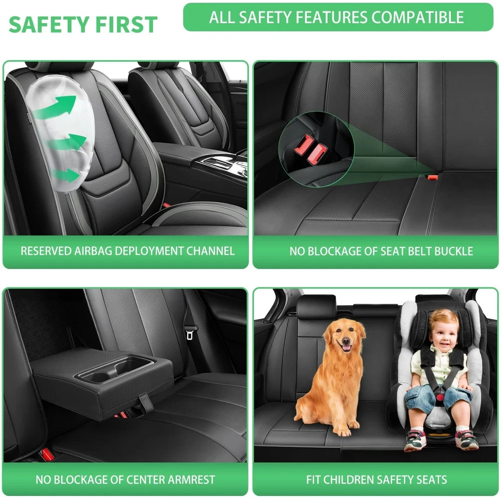 Mazda CX-5 Seat Covers 2013-2026 Waterproof Leather Airbag Compatible Black-Grey