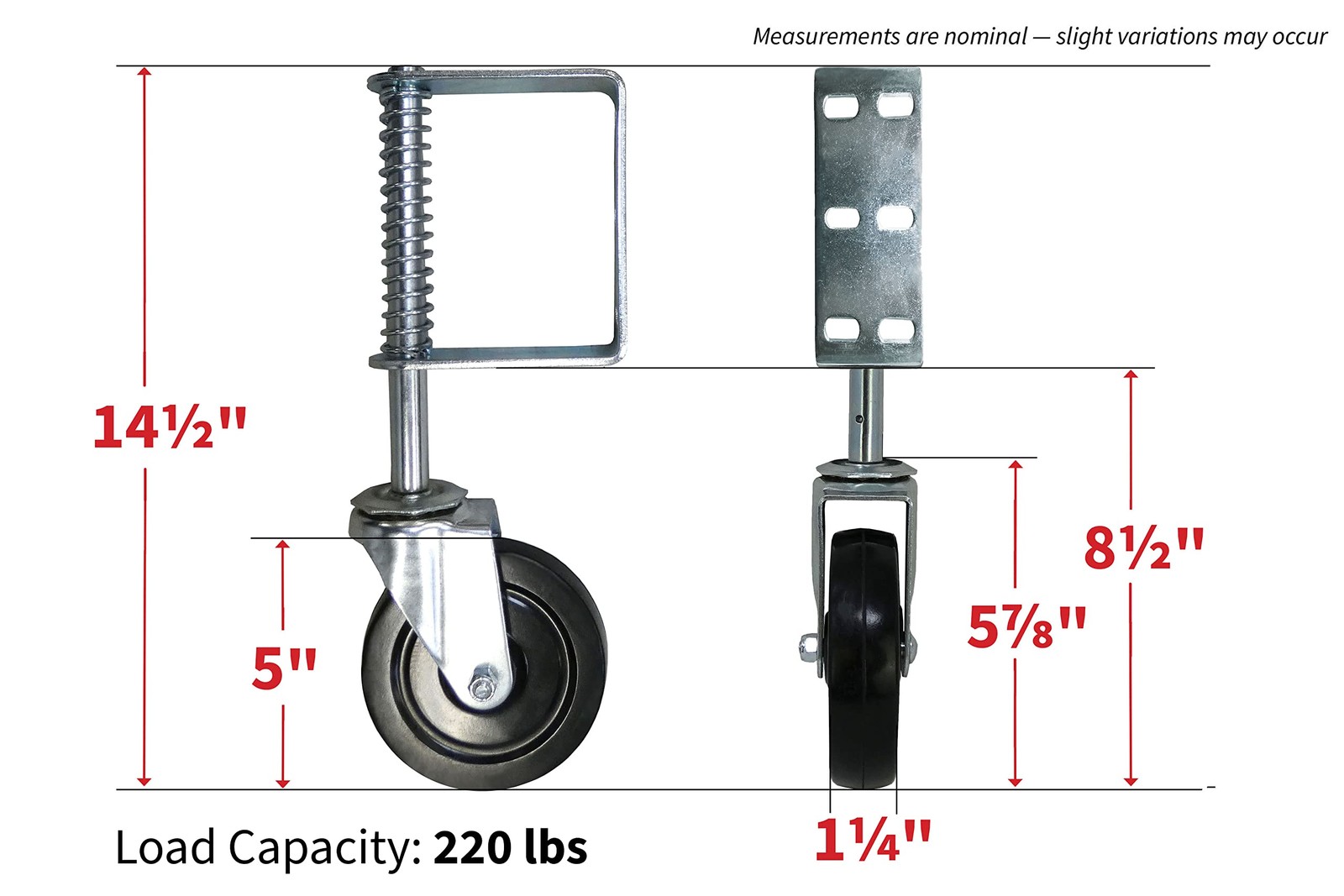 Shepherd Hardware 8735 Hard Rubber Spring Gate 220-lb Load Capacity, Black