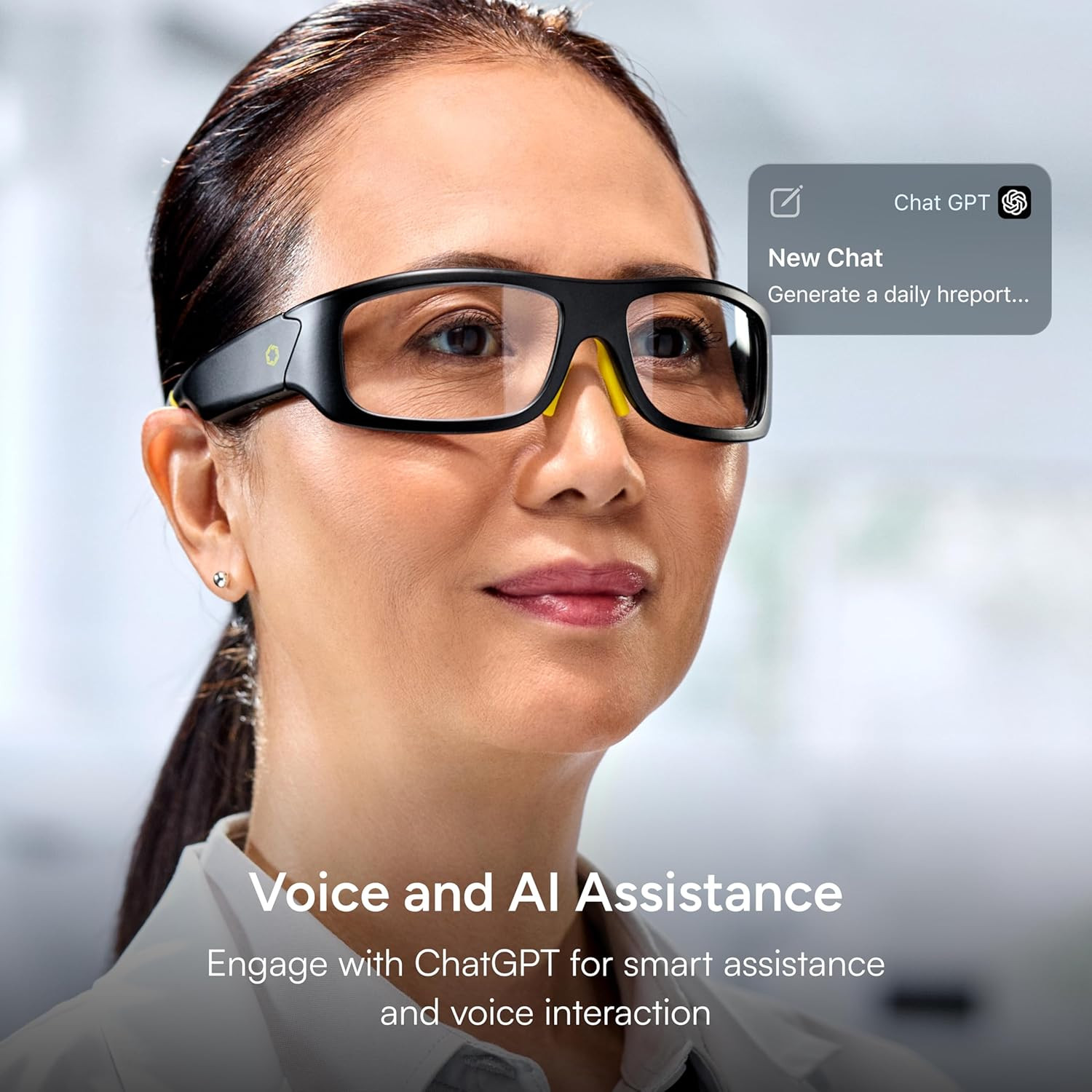 Armor Smart Safety Glasses, TR90 Frame, Light Adaptive Lenses, Open Ear Speakers